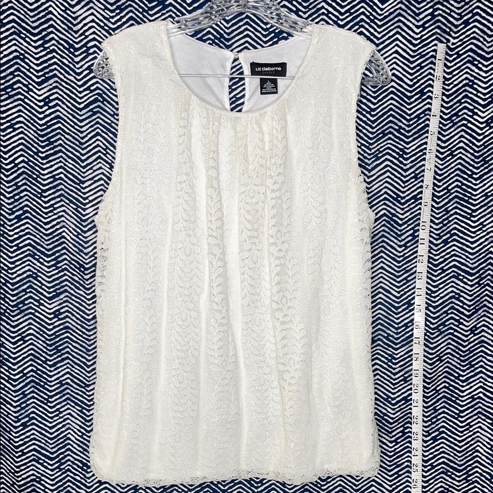 Lot of 2 Liz Claiborne Ivory & Peach Lace Blouses